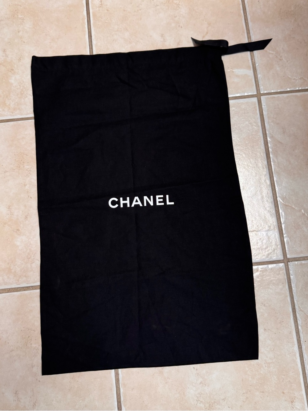 CHANEL Black Drawstring Dust Cover with White Logo